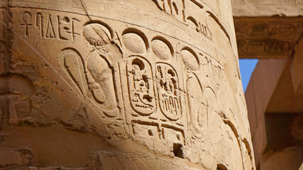 Egipt, Luksor, hieroglif, kartusz, monolit, Faraon