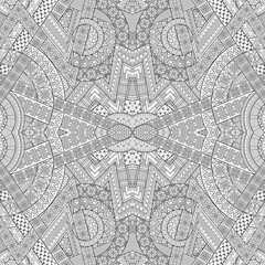 Obraz premium Vector ethnic hand drawn line art seamless pattern
