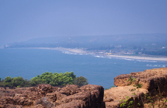 Top view of Vagator beach from Chapora Fort