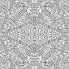 Vector ethnic hand drawn line art seamless pattern