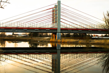 Polska , Krępiec , marzec 2015 , most przez Motławę w Krępcu