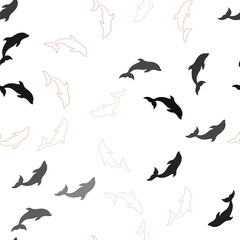 Light Multicolor vector seamless template with dolphins. Isolated sea dolphins on white background. Pattern for wildlife ad, booklets.