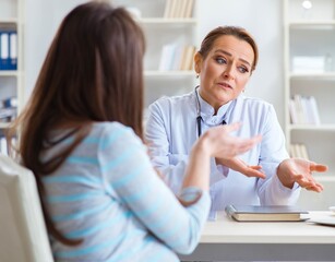 Woman visiting female doctor for regular check-up