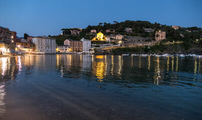 Beach at twilight in Sestri Levante