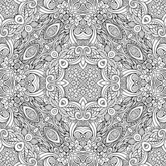 Vector ethnic hand drawn line art seamless pattern