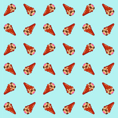 seamless pattern with red and white hearts