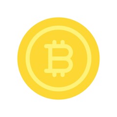 Bitcoin icon illustration in flat design style. Cryptocurrency symbol.