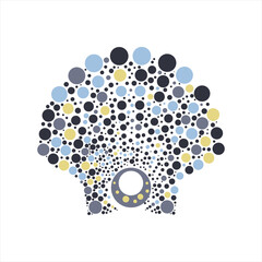 Sea shell dots shape on a white background.