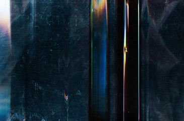 Color noise background. Glitch texture. Teal blue distorted scratched screen with dust.