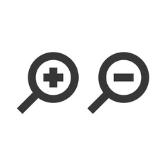 zoom in and zoom out outline icon, magnifying glass icon illustration