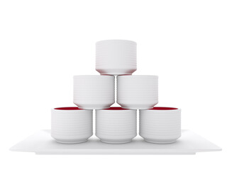 japanese traditional with sake cup on white background.3D rendering.