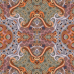 Vector abstract ethnic hand drawn seamless pattern