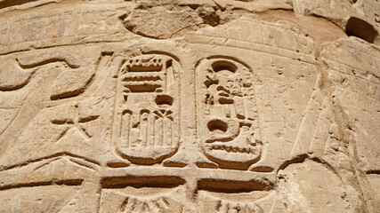 Fototapeta na wymiar Egipt, Luksor, hieroglif, kartusz, monolit, Faraon
