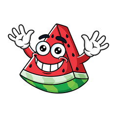 Cartoon watermelon expression is full of hope