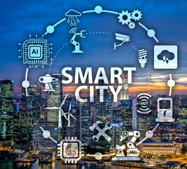 Obraz premium Concept of smart city and internet of things