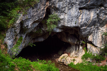 Bolii cave huge entrance near Petrosani city, Romania