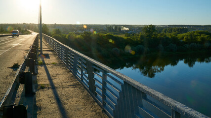 View of the Don River and surrounding villages from the bridge in the Voronezh region