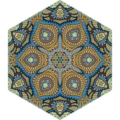 Vector mosaic hand drawn mandala octahedron figure
