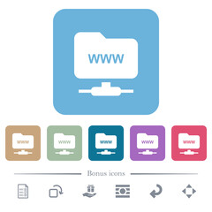 FTP webroot flat icons on color rounded square backgrounds