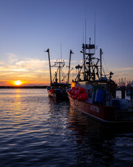 fishing boat at sunset