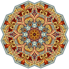 Vector abstract floral ethnic hand drawn mandala