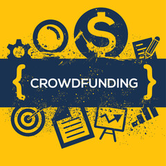 Obraz premium Creative (Crowdfunding) Word with Icons ,Vector illustration. 