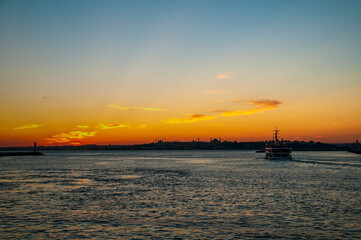 Passengers on the ferryboat in Kadikoy.