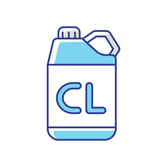 Chlorine disinfectant RGB color icon. Chemical detergent, disinfection supplies. Sanitary equipment. Bottle with cleaning product isolated vector illustration