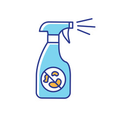 Antiseptic spray RGB color icon. Sterilization product, disinfectant. Home cleaning, housekeeping. Sprayer bottle with detergent isolated vector illustration