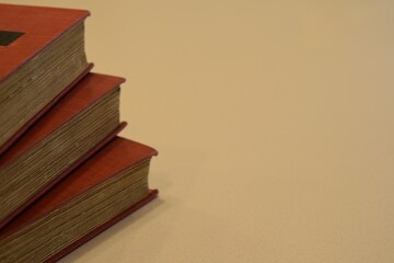 stack of old books with selected focus back to school concept