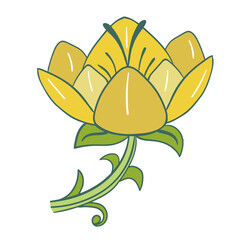 Decorative image of an yellow lily flower. 