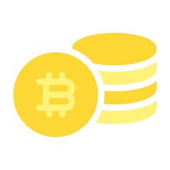 Bitcoin database icon illustration. Cryptocurrency network server, blockchain database sign.