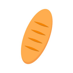 Loaf of wheat bread flat icon isolated on white background. Vector illustration.