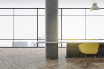 Modern office interior with city view