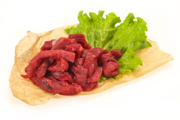 Raw beef meat sliced for cooking