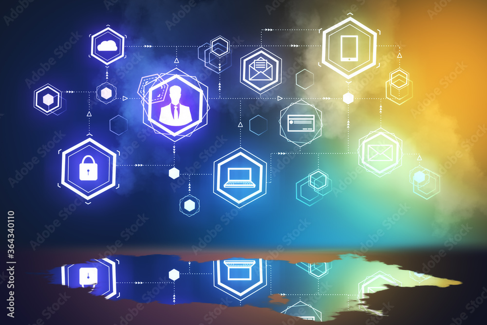 Poster glowing computing cloud interface