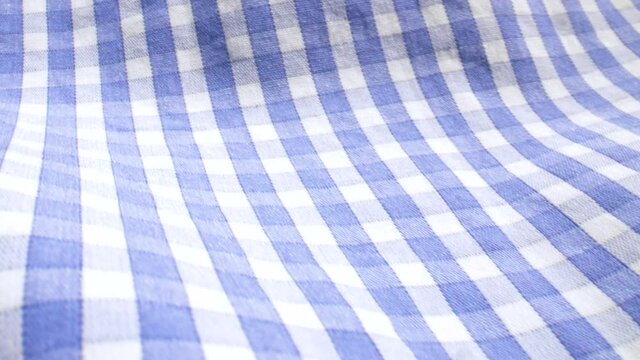 Blue and white checkered pattern tablecloth fabric