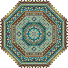 Vector mosaic ethnic mandala octahedron figure