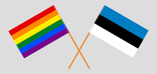 Crossed flags of LGBT and Estonia