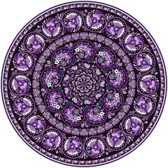 Vector ethnic round ornamental illustration.