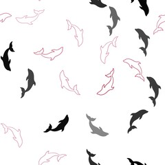 Light Blue, Red vector seamless pattern with sea dolphins. Modern abstract illustration with sea dolphins. Natural design for wallpapers.