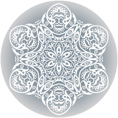 Vector white ethnic round ornamental illustration.