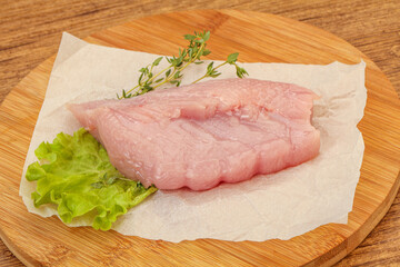 Raw turkey breast steak for cooking