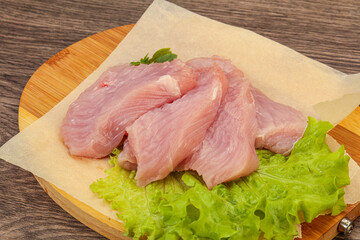 Raw turkey breast steak for cooking