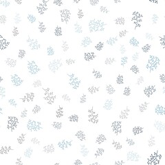 Dark BLUE vector seamless abstract background with leaves, branches. Abstract illustration with leaves, branches in doodles style. Template for business cards, websites.