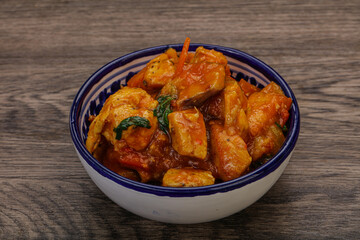 Chicken with oyster sauce and vegetables