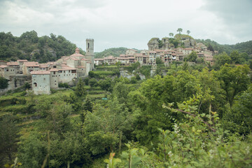Fototapeta na wymiar RUPIT and PRUIT, SPAIN - JULY, 2020: Views of the town of Rupit i Pruit - Catalan medieval town