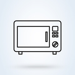 Microwave oven vector illustration isolated on white background. Line icon design.