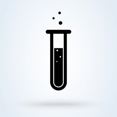 Laboratory test tubes for experiments. Chemical reaction flasks. Flat design style.