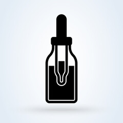 Tincture bottle and dropper vector icon isolated on white background. Flat design style.